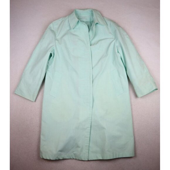 VINTAGE WOMEN'S MINT GREEN LIGHT WEIGHT TRENCH COAT JACKET - SIZE S - Picture 3 of 16